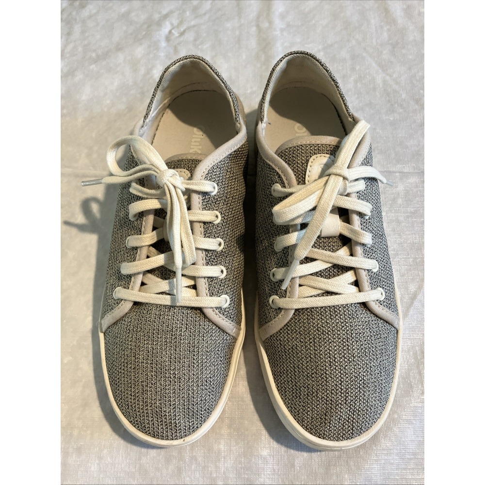 OluKai Pehuea Li Taupe Lace Up Sneakers Shoes Grey White Womens Size 7.5 EU 37.5